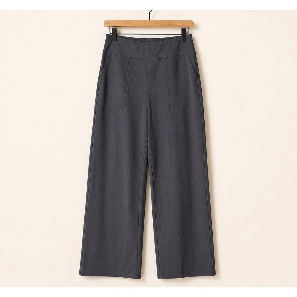 G4Free Gray Pull On Wide Leg Pants Stretch Size L 12/14 - Picture 2 of 7